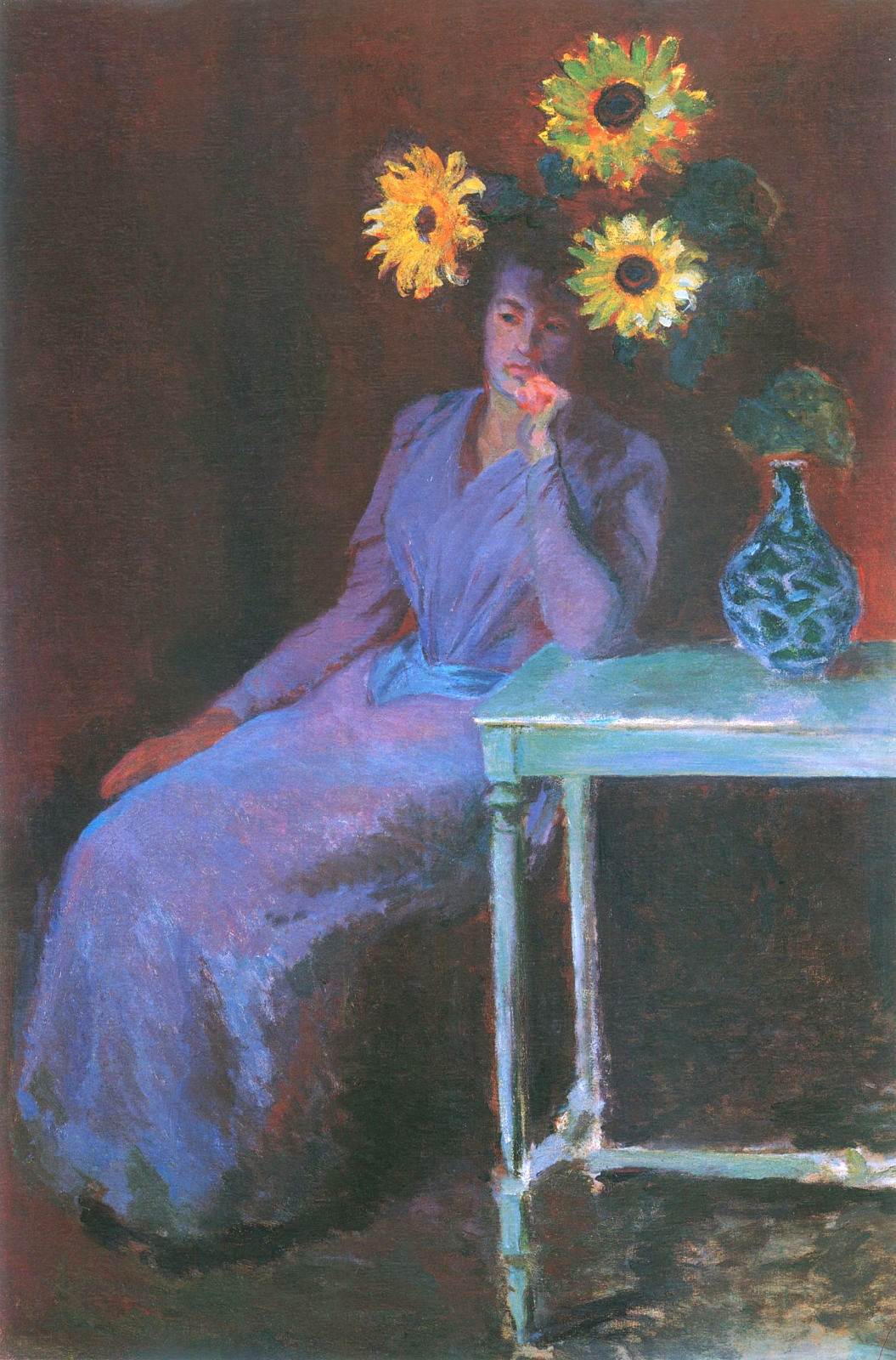 Portrait of Suzanne Hoschede with Sunflowers 1890